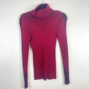 Vintage Y2K Cache Sweater Medium‎ Black Red Edgy Turtleneck Urban Chic Layering